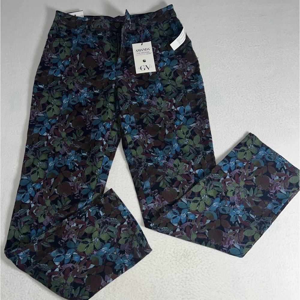 Gloria Vanderbilt Amanda SLIMMING Jeans - Cool Dark FLORAL - Side 8 - NWT